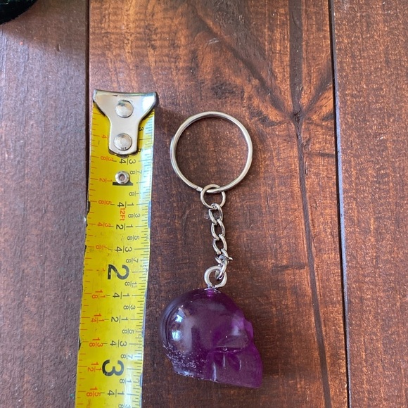 Handmade Resin Clear Purple Skull 3” Keychain Gothic Backpack Bag Charm NEW - Picture 8 of 9